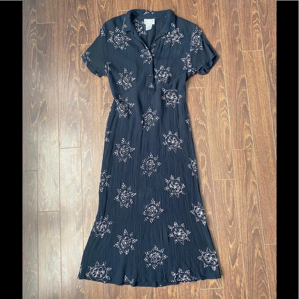 🔴Vintage Floral Patterned Black Dress